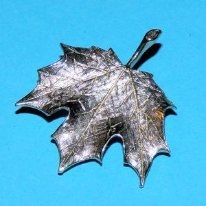 Vintage Signed MARKA Maple Leaf Brooch Pin Canada Leaves Textured Silver Tone